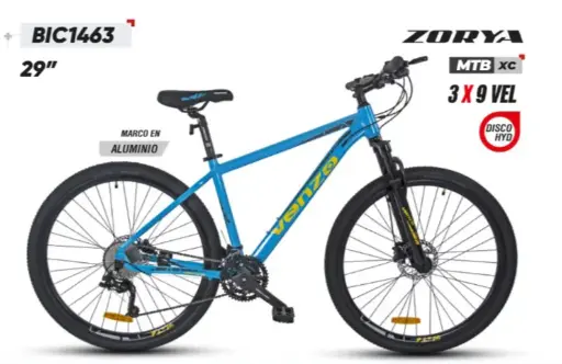 [BIC1463] BICICLETA VENZO ZORYA 29" MTB DISCO 3X9 HYD SENSAH